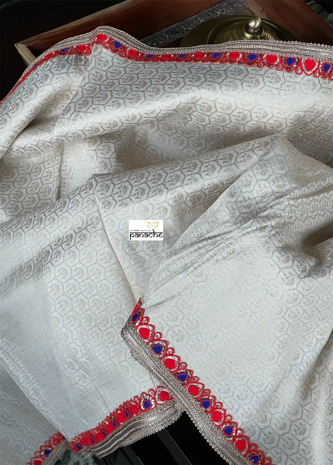 Designer Soft Silk Brocade Saree - Beige Golden Zari