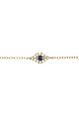 Diamond Evil Eye Bracelet - Yellow Gold