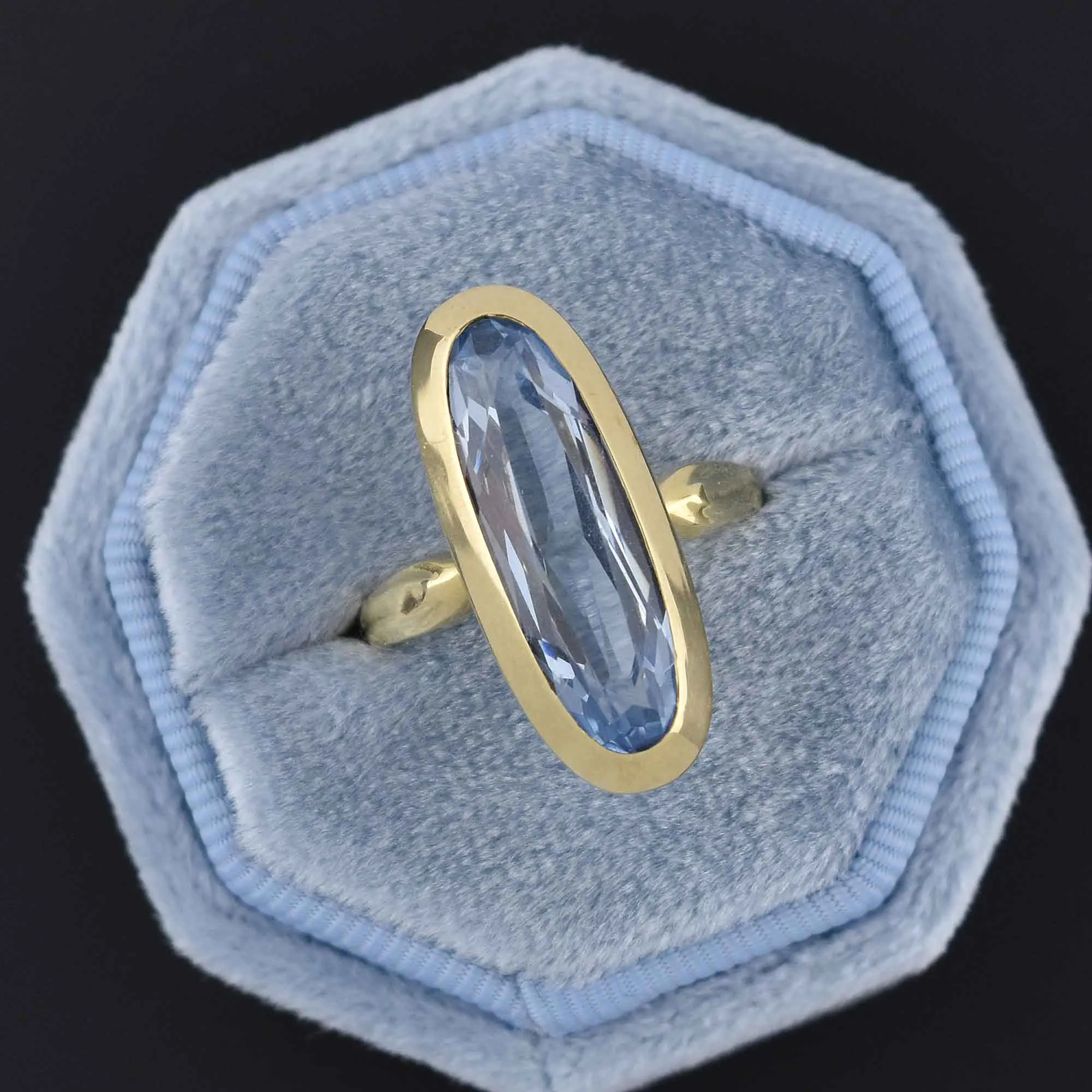 Exceptional 14K Gold Blue Topaz Ring