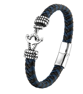 Fresh Accessories - Unisex Leather Bracelet Blue Anchor