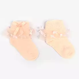 Girls Fashion Frill Socks E -Orange