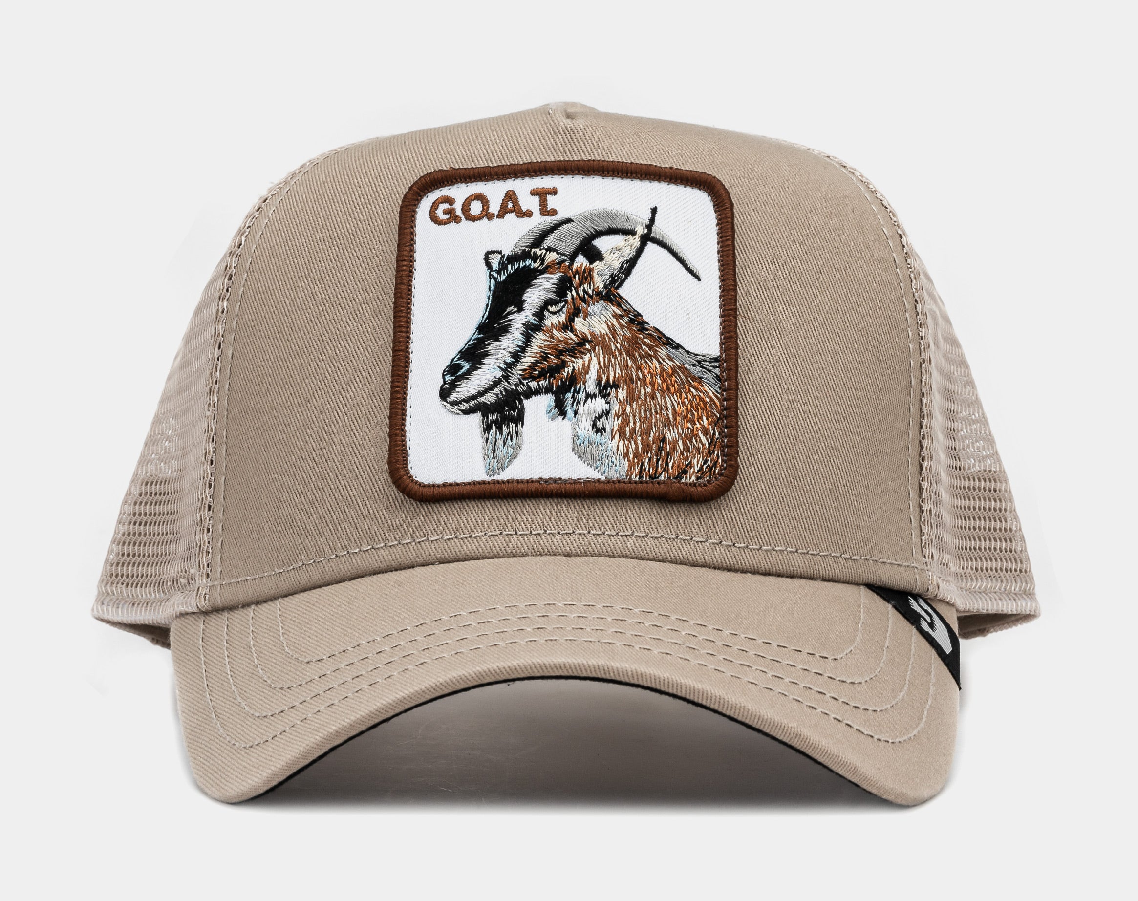 Goat 14x14 Trucker Mens Hat (Khaki/White)