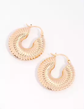 Gold Corrugated Hoop Earrings