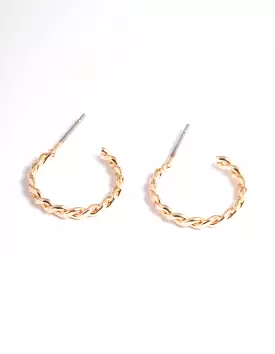 Gold Figure Eight Huggie Earrings