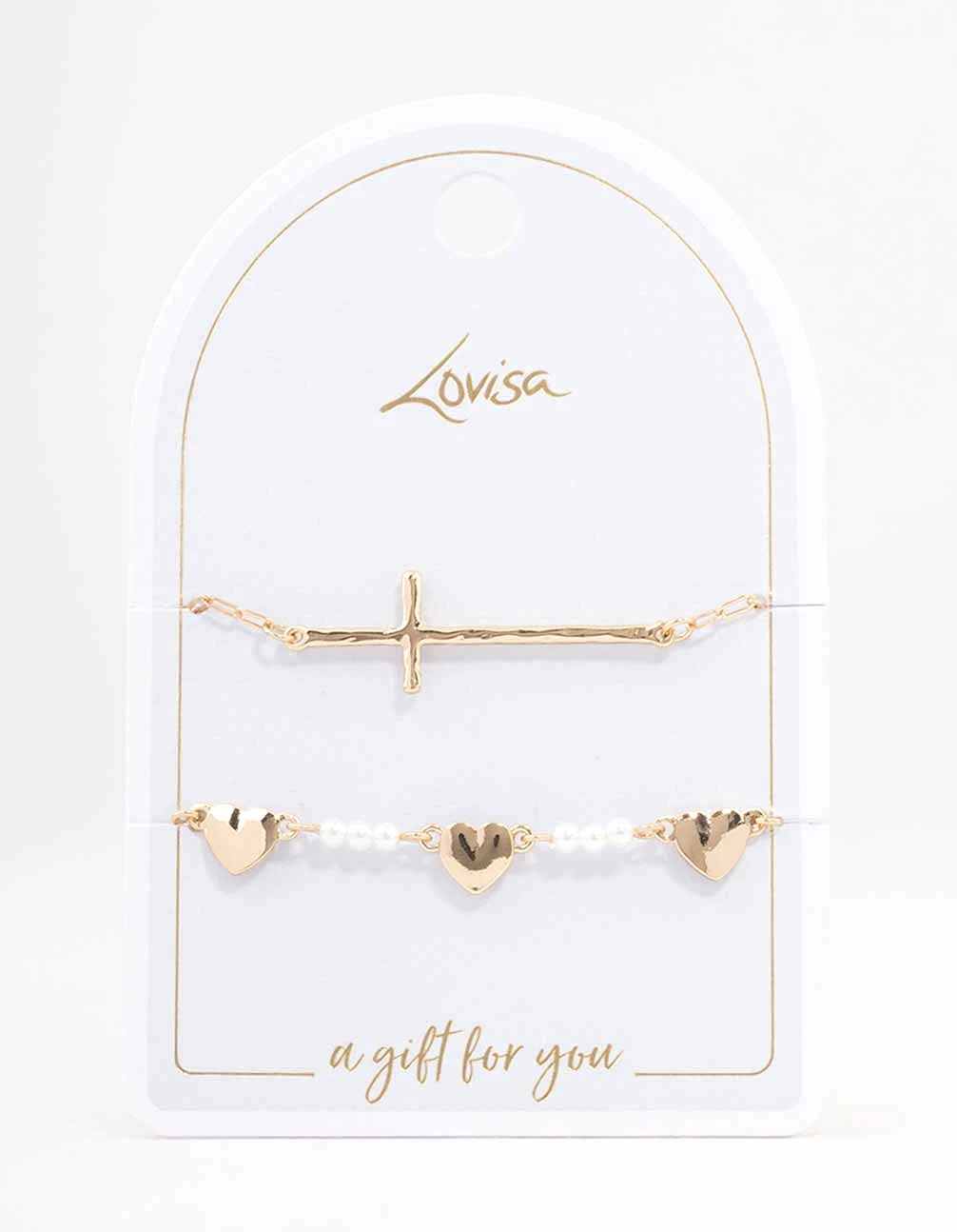 Gold Heart Cross Bracelet