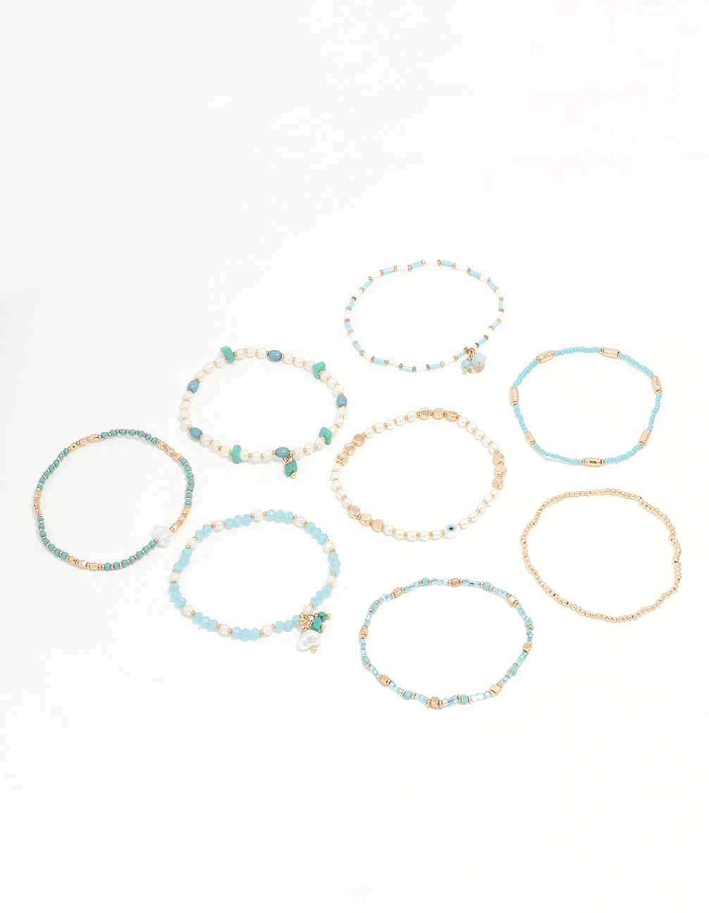 Gold Mixed Facet Pearly Beaded Bracelet Pack