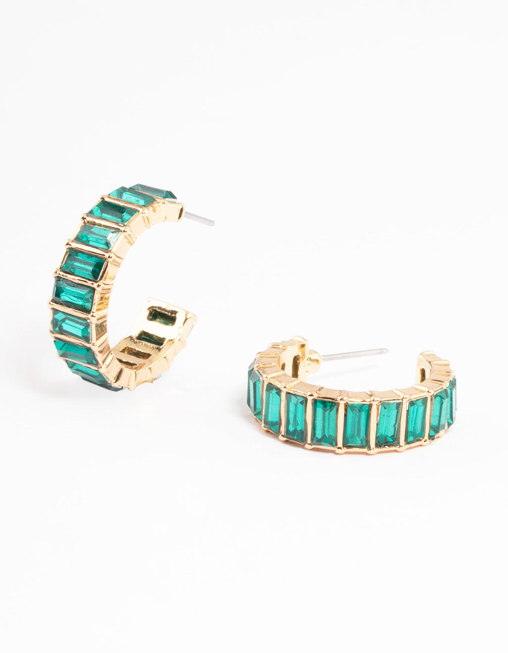 Gold Multi Baguette Huggie Earrings