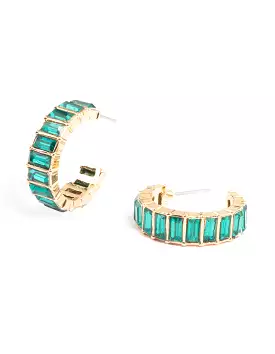 Gold Multi Baguette Huggie Earrings