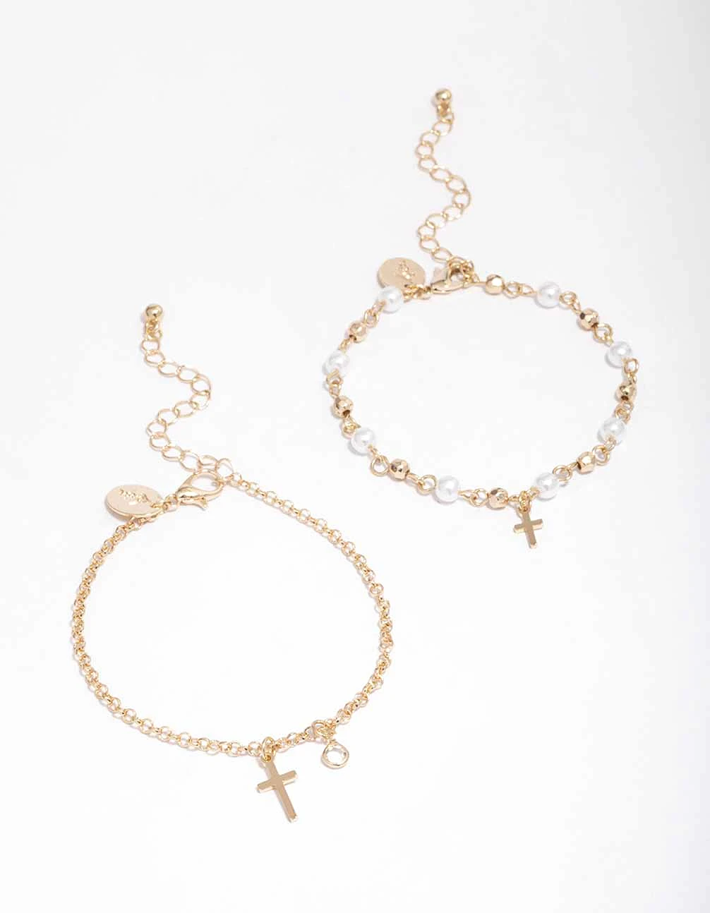 Gold Pearl Cross Bracelet Pack