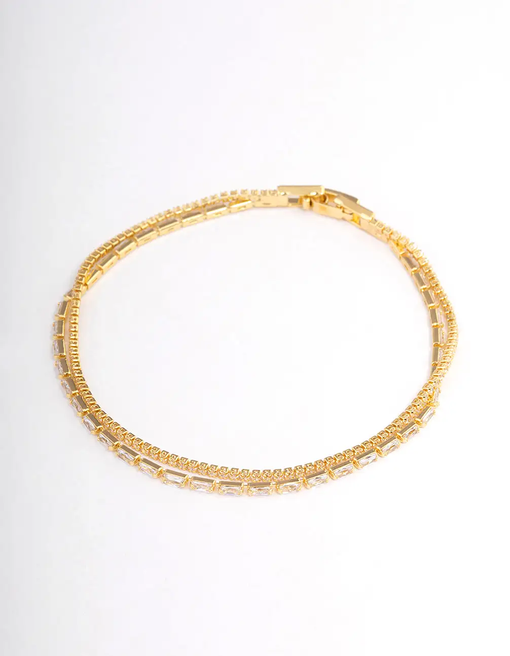 Gold Plated Dainty Baguette Cupchain Bracelet