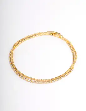 Gold Plated Dainty Baguette Cupchain Bracelet