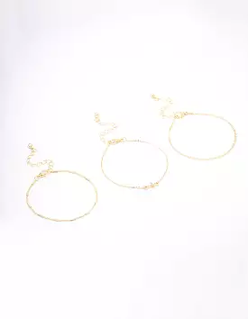 Gold Plated Diamante Cross Bracelet 3-Pack