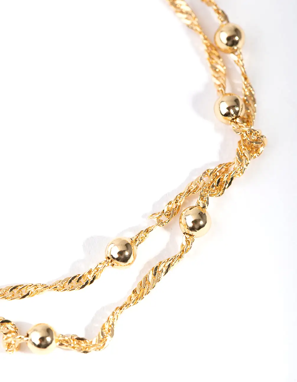 Gold Plated Double Chain & Ball Bracelet