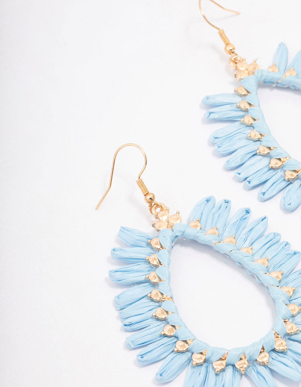 Gold Raffia Frayed Drop Earrings