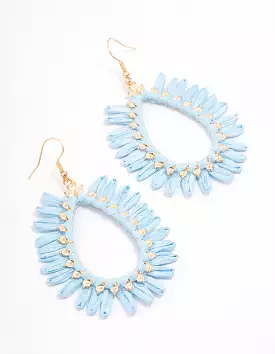 Gold Raffia Frayed Drop Earrings