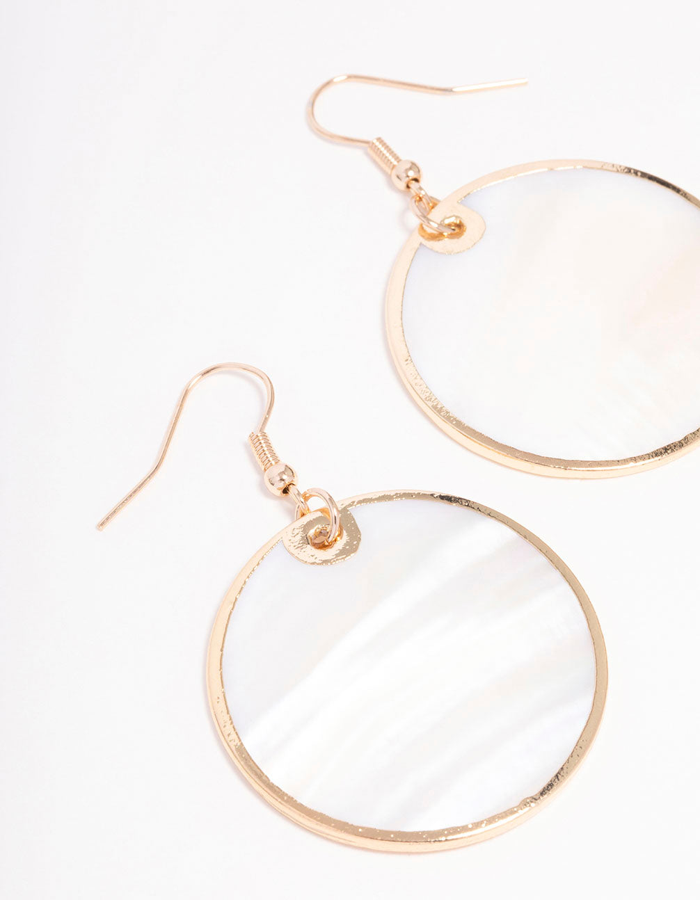 Gold Shell Disc Drop Earrings