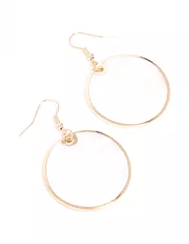 Gold Shell Disc Drop Earrings