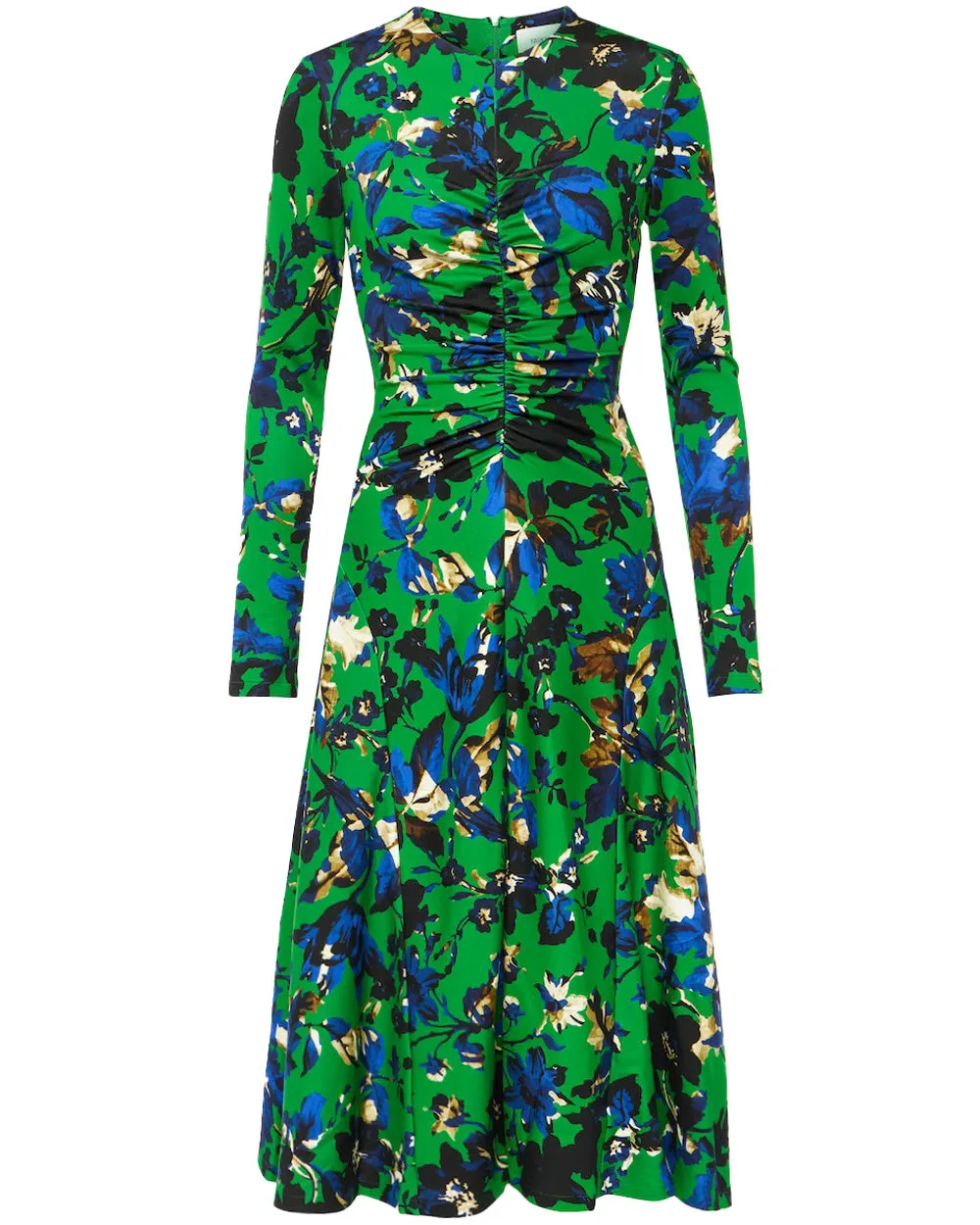 Green Gathered Midi Dress