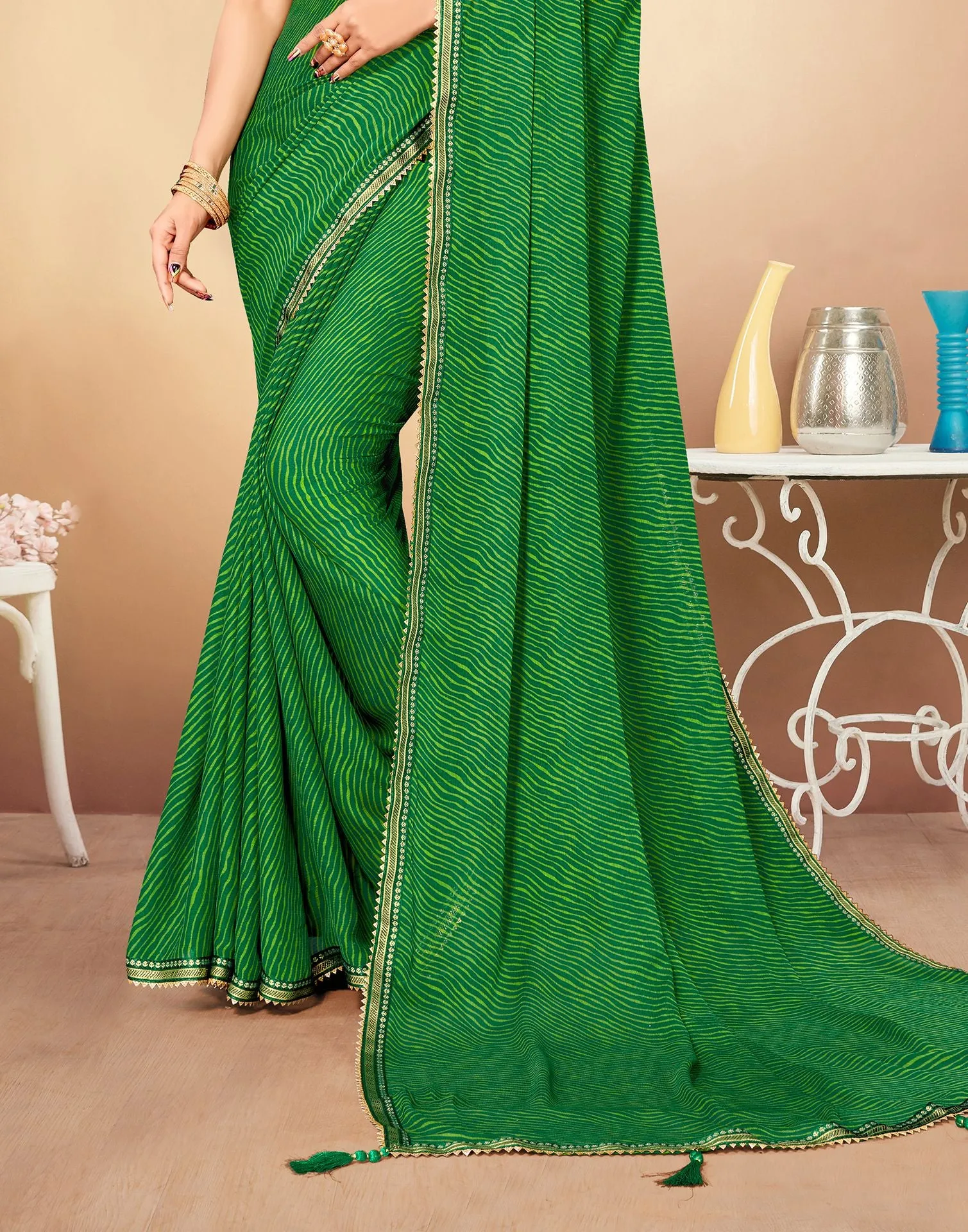 Green Printed Saree