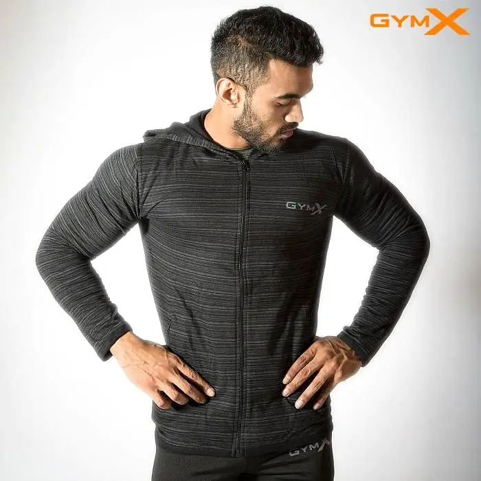 GymX Mens Cotton Legacy Hoodies- Jet Black - Sale