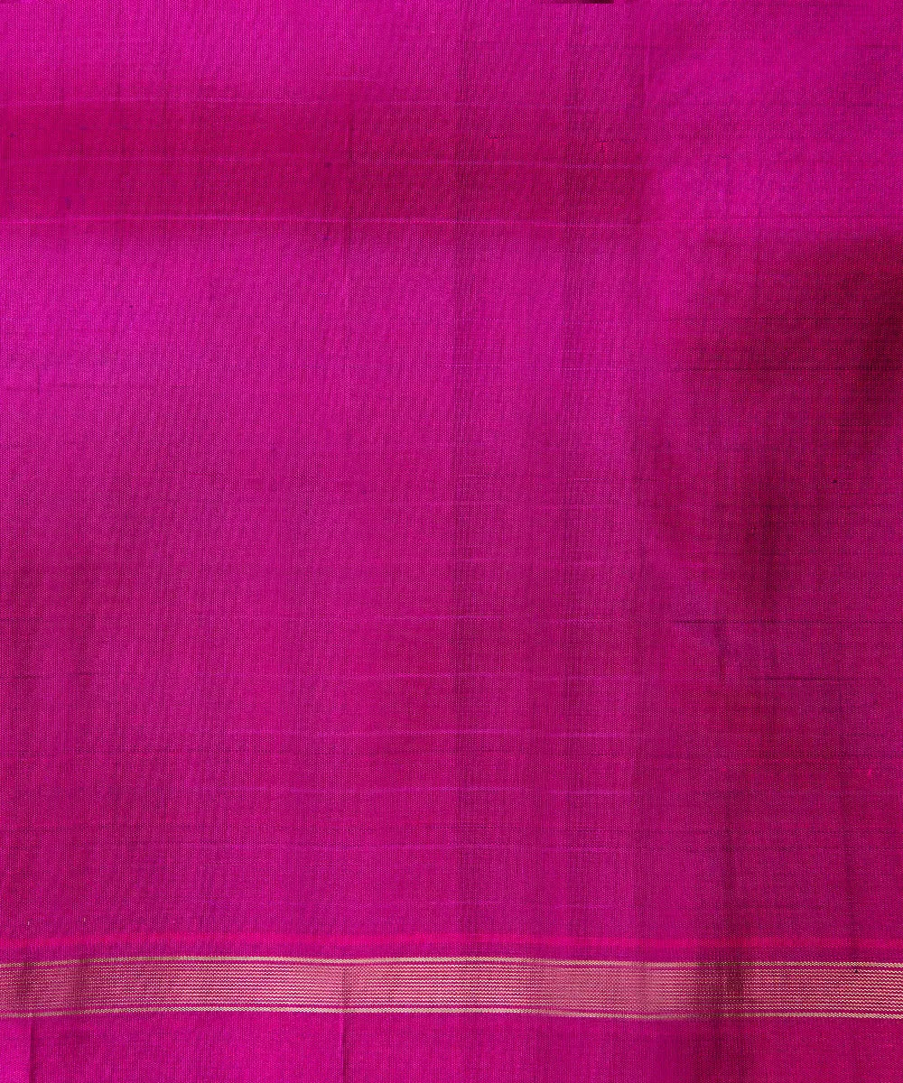 Handloom Dark Purple And Pink Checks Kanjivaram Silk Saree