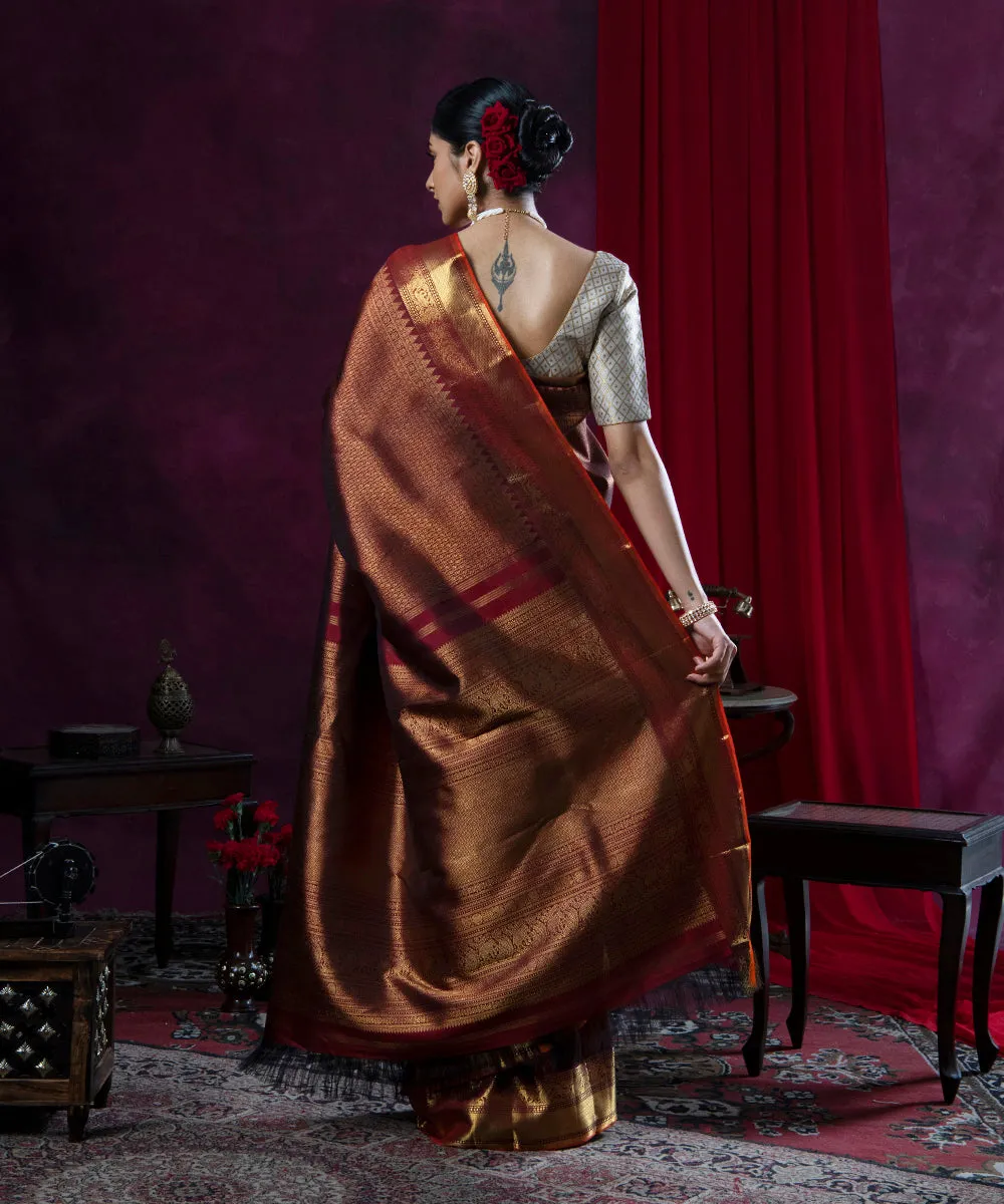 Handloom Maroon Pure Zari and Pure Silk Bridal Kanjivaram Saree