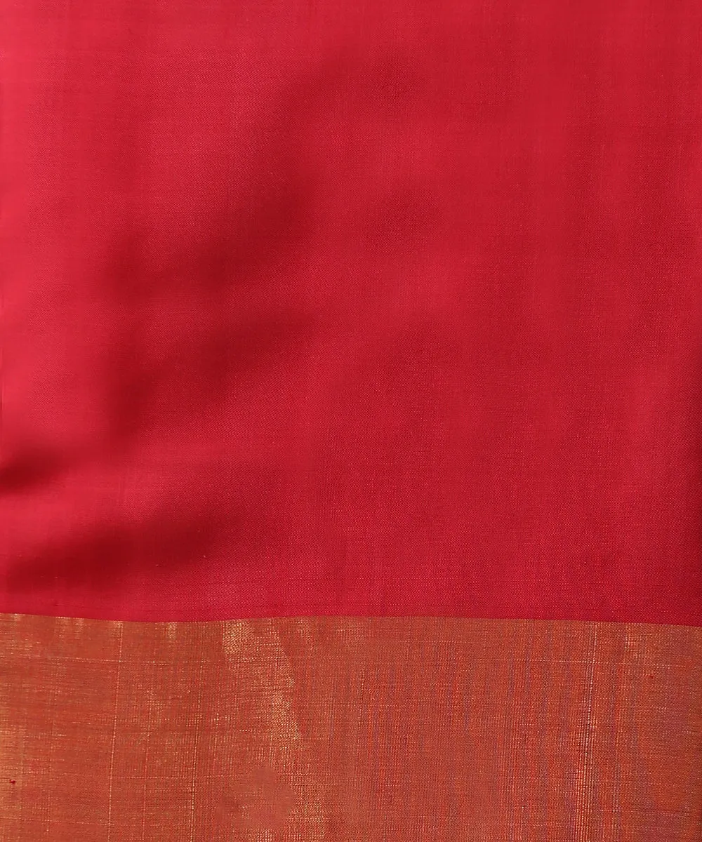 Handloom Mustard Chevron Pattern Mulberry Silk Patola Saree