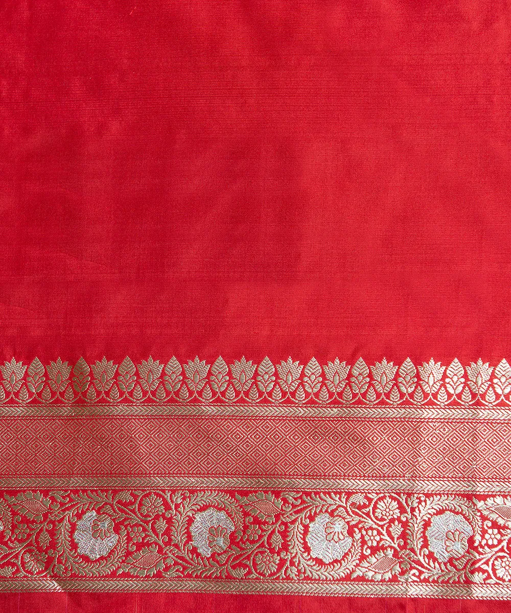 Handloom Pink Pure Katan Silk Banarasi Saree with Sona Rupa Bareek Jangla