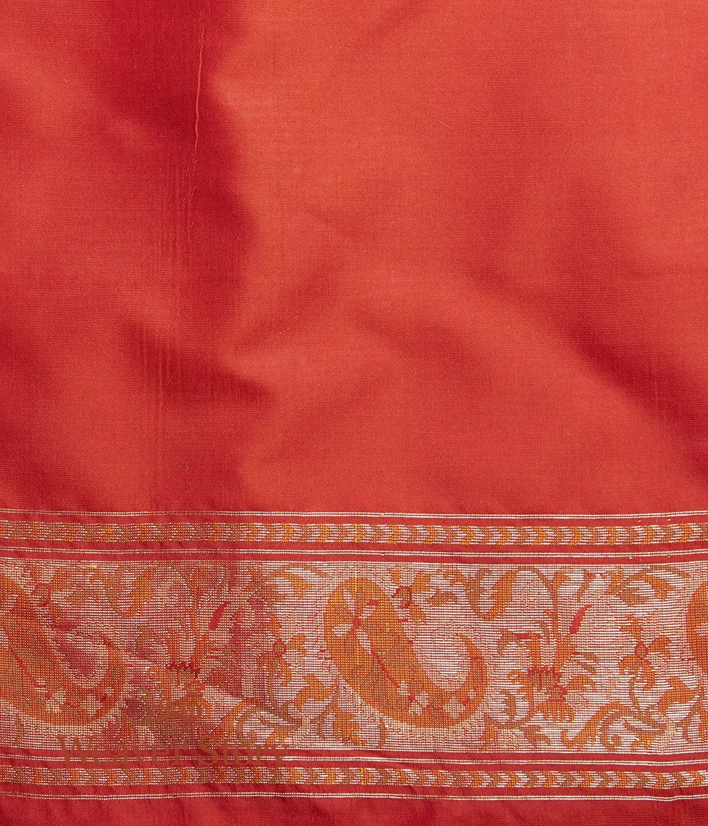 Handwoven Beige and Red Katan Silk Gharchola Saree