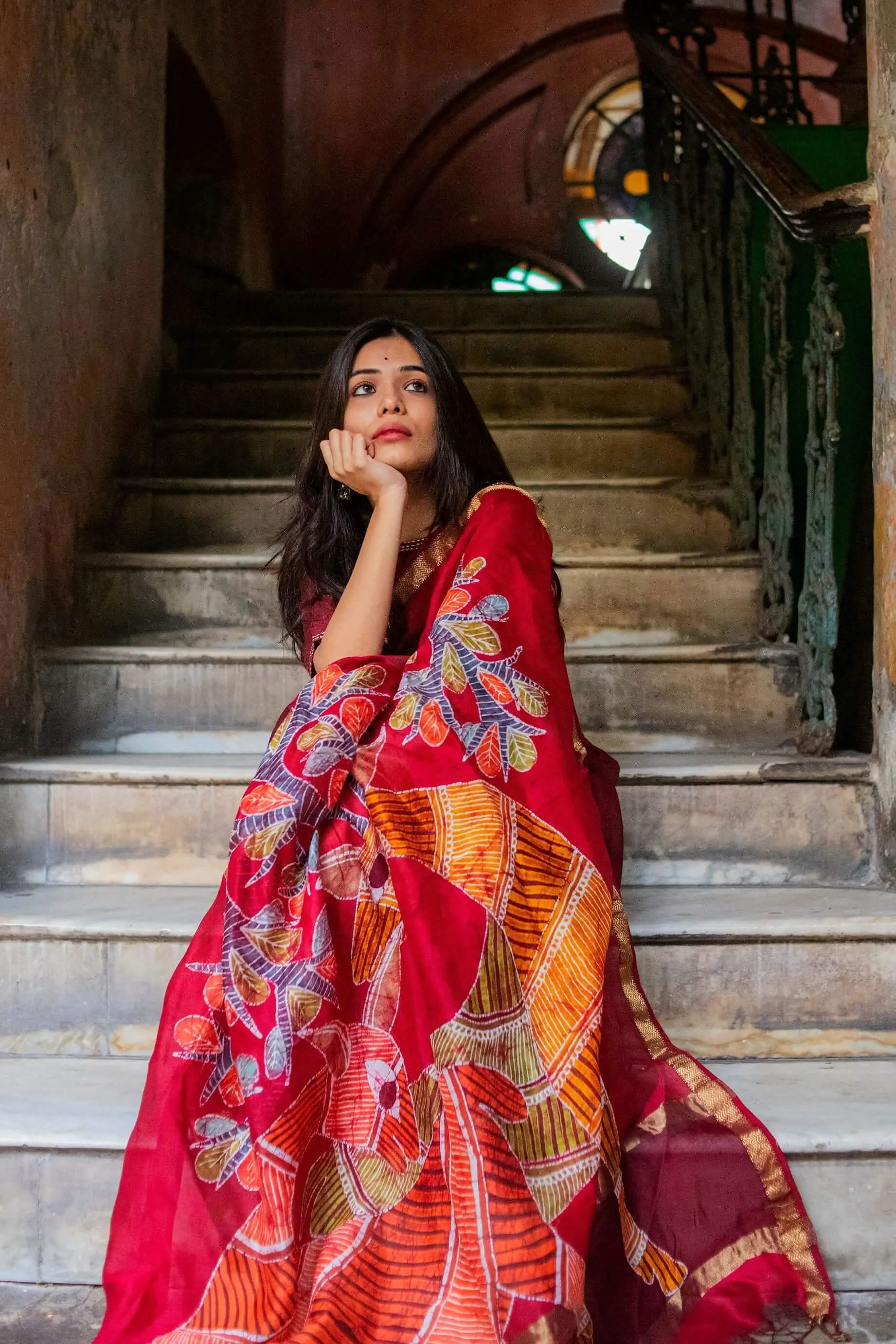 Heeranya-  Narmada Batik Maheswari saree