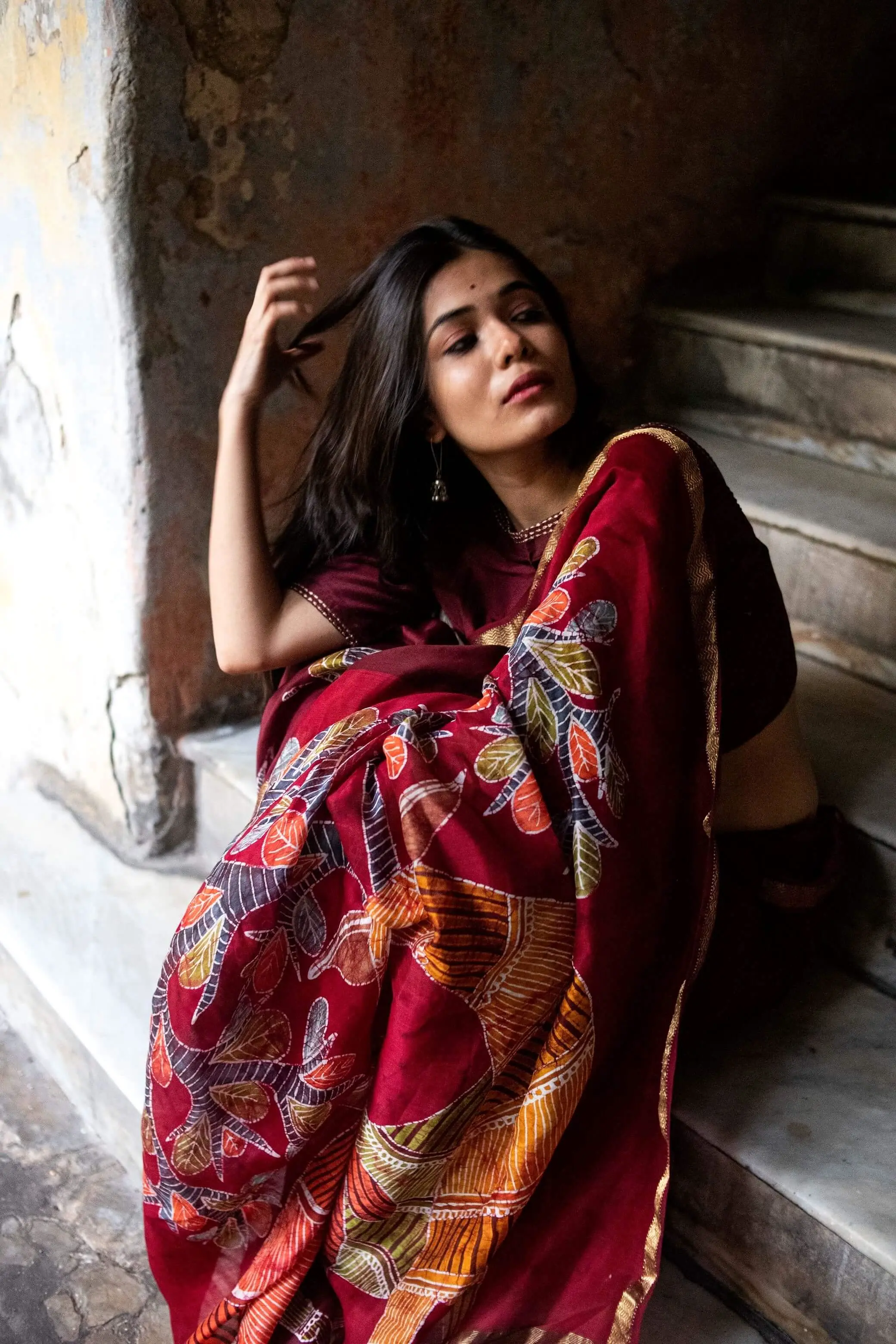 Heeranya-  Narmada Batik Maheswari saree