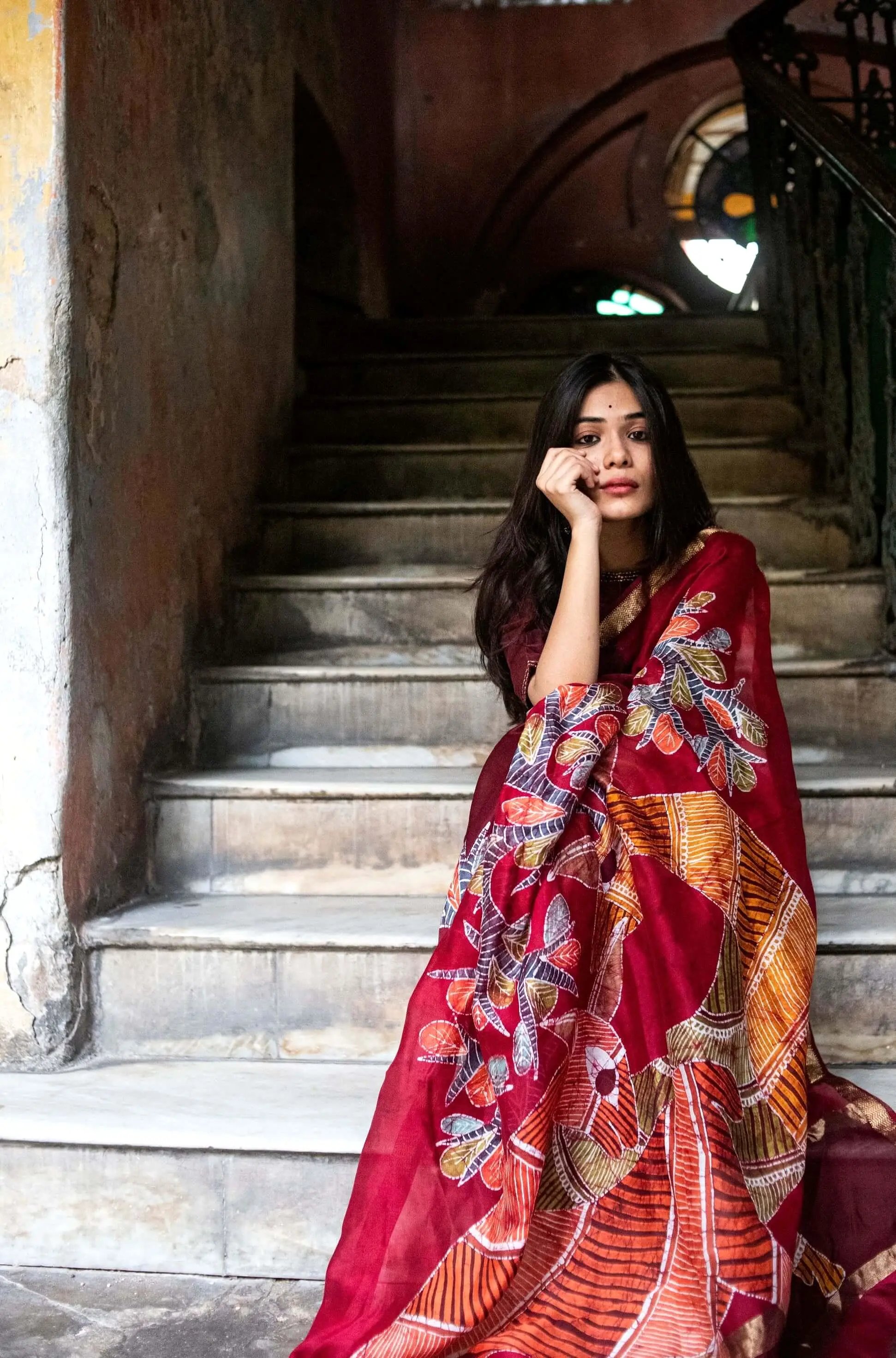 Heeranya-  Narmada Batik Maheswari saree