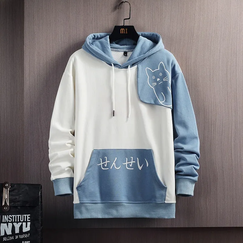 Japanese Letter With Kitty Graphy Hoodie