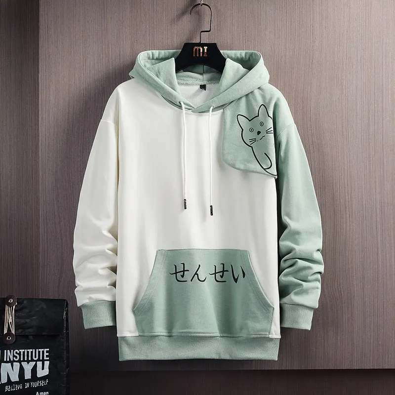 Japanese Letter With Kitty Graphy Hoodie