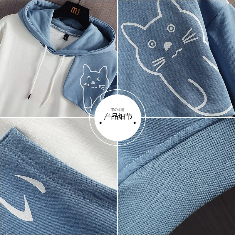 Japanese Letter With Kitty Graphy Hoodie