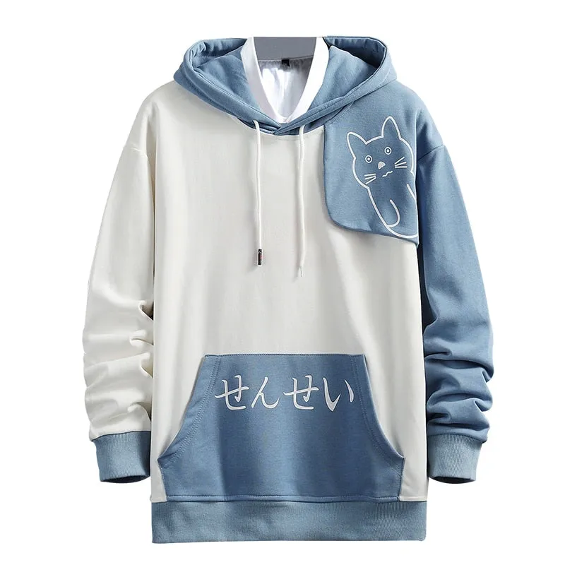 Japanese Letter With Kitty Graphy Hoodie