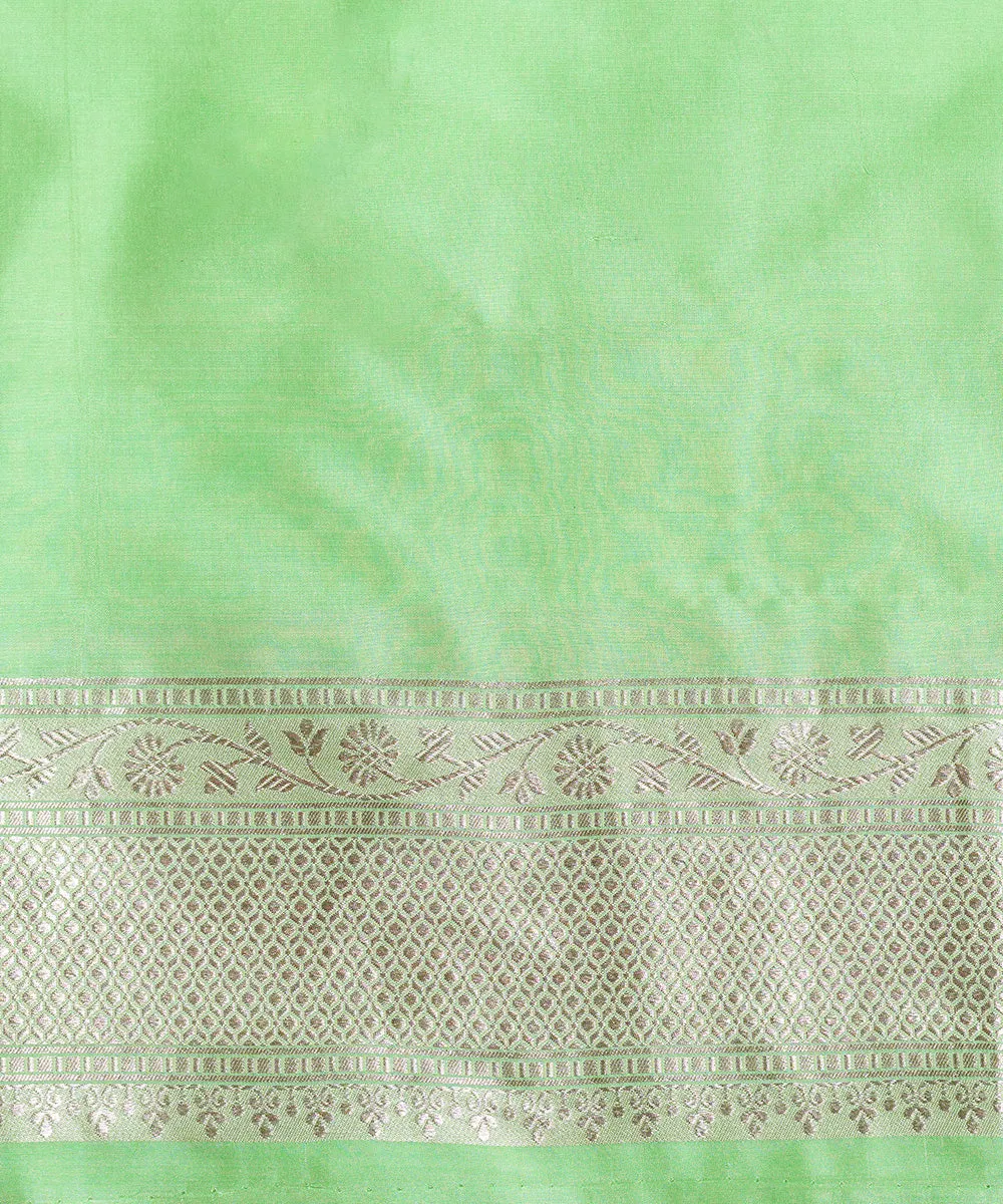 Lime Green Handloom Pure Katan Silk Banarasi Saree With Kadhwa Border