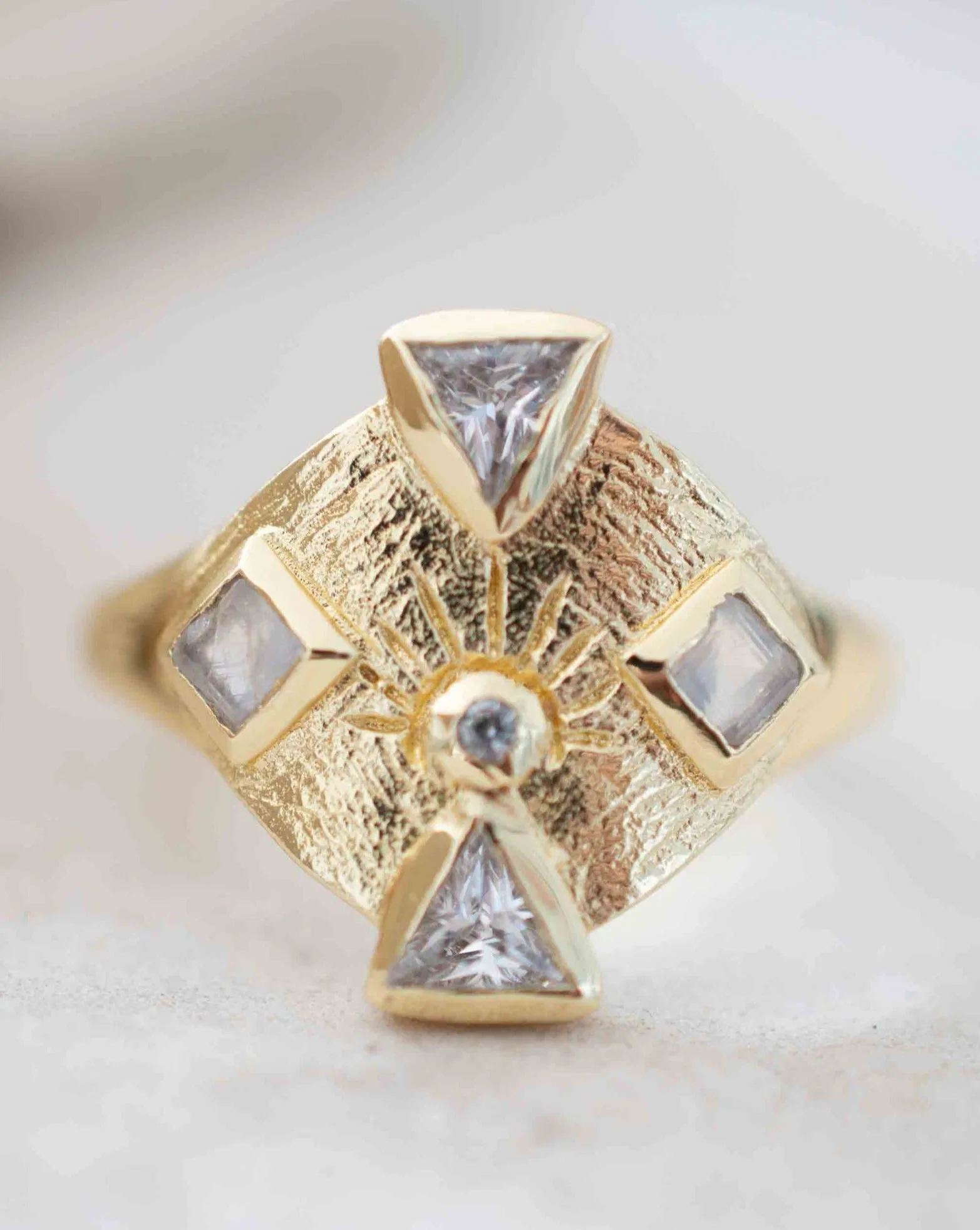 Luthera Ring * Moonstone & Zirconia Ring * Gold Plated Ring * BJR260