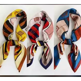 Luxury Print Silk Satin Head Scarf