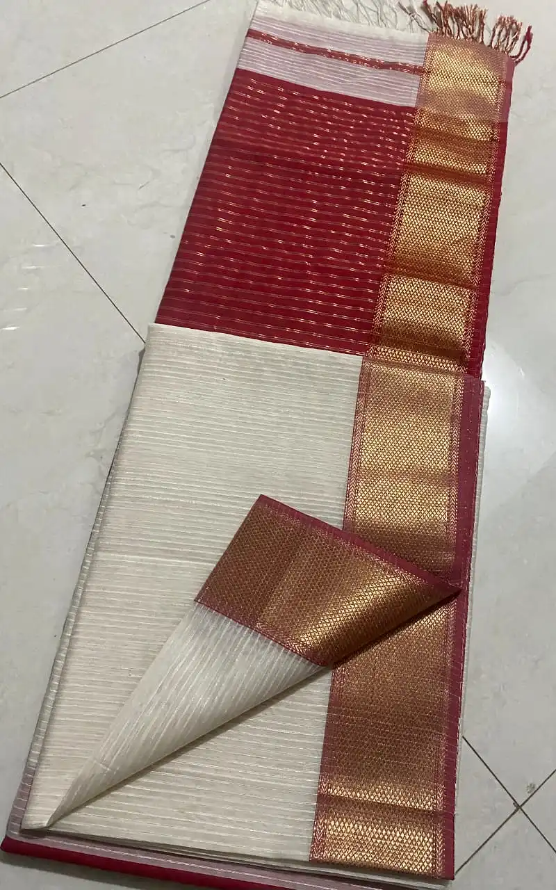 Maheshwari handloom Red and white combination saree-NEWSRISAI001