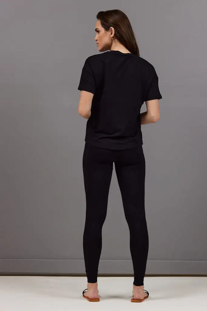 Majestic Soft Touch Jogger Style Legging in Noir