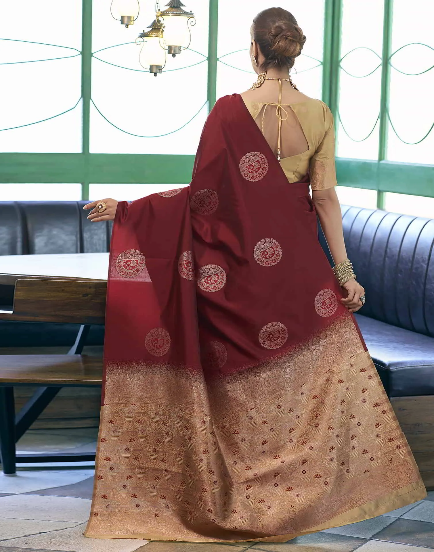 Maroon Banarasi Silk Woven Saree