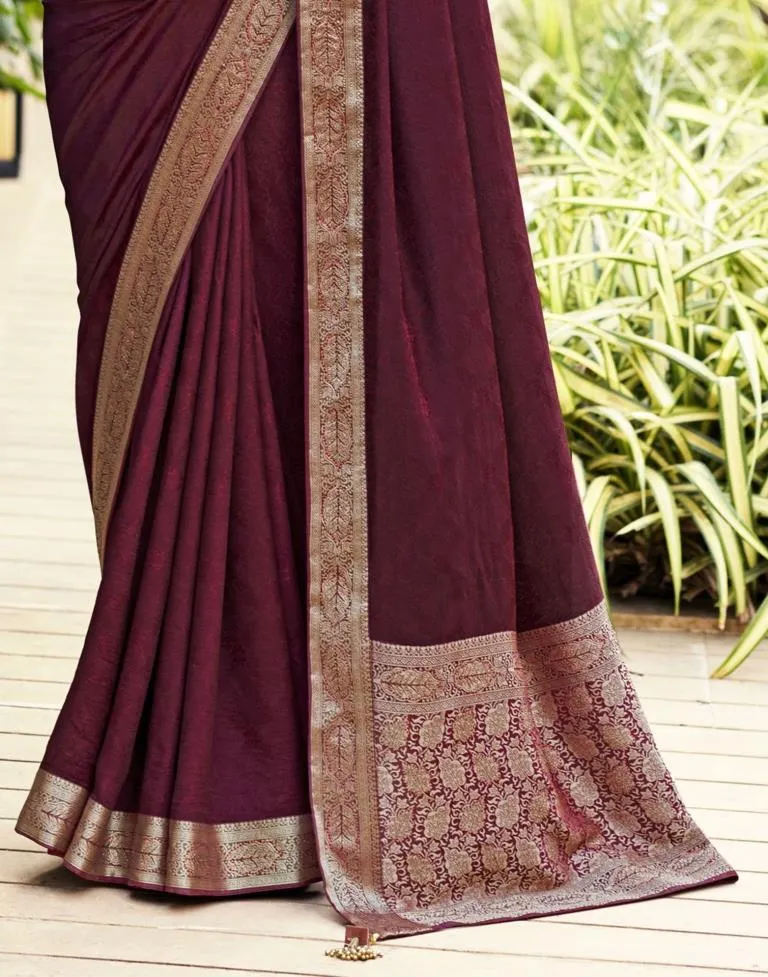 Maroon Jacquard Jacquard Saree