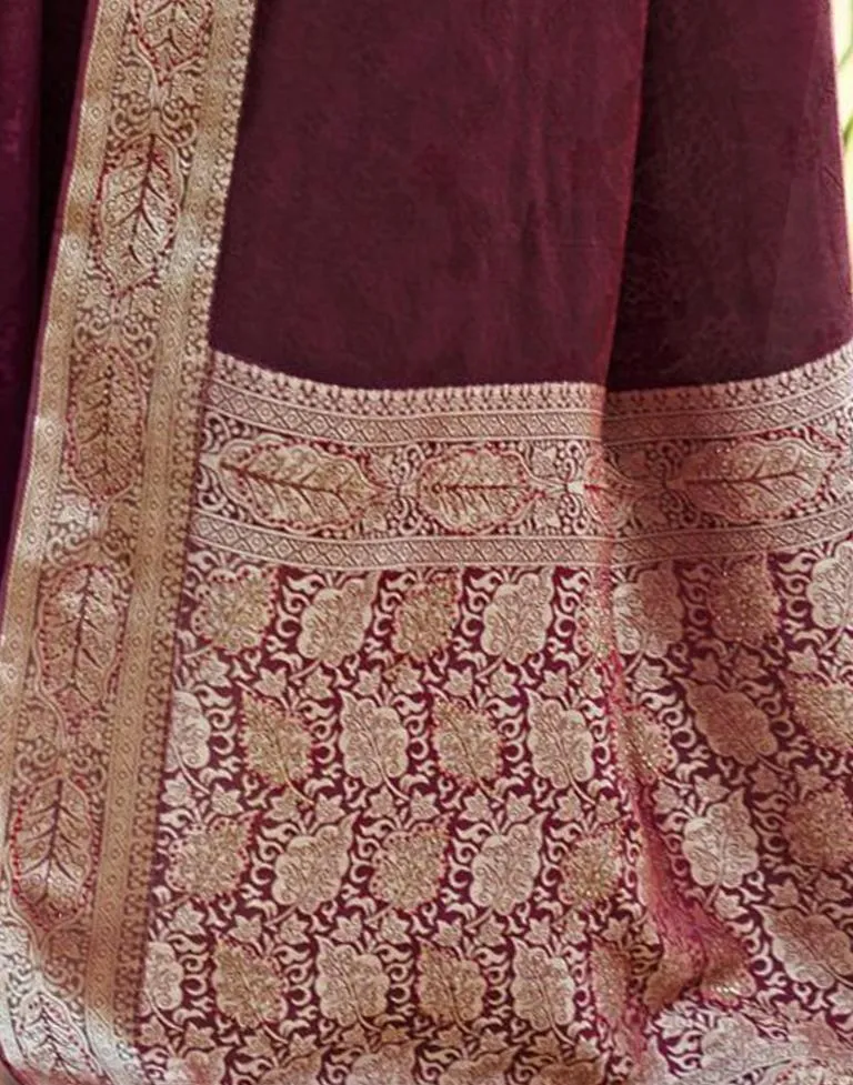 Maroon Jacquard Jacquard Saree