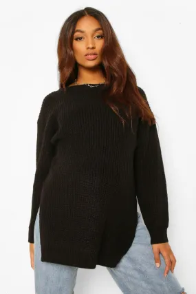 Maternity Side Split Long Line Sweater