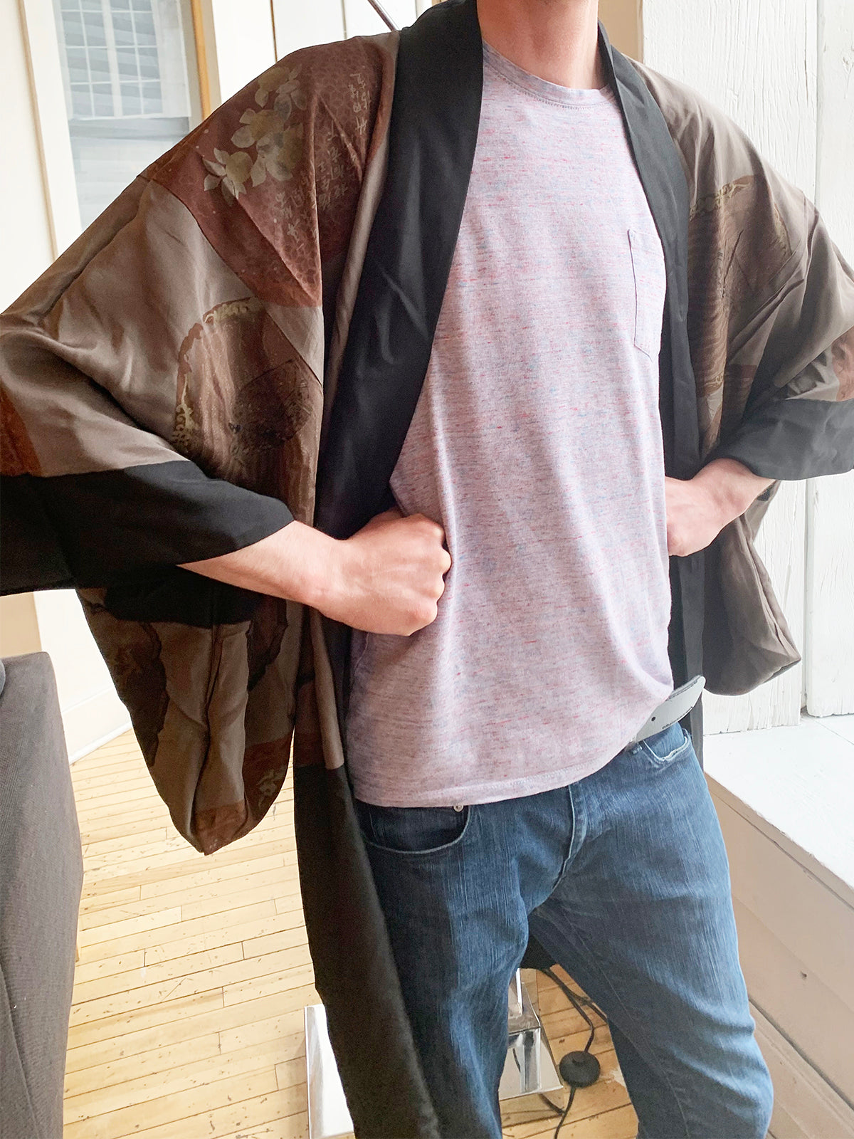 Men's Vintage Haori/Kimono Black 1980s