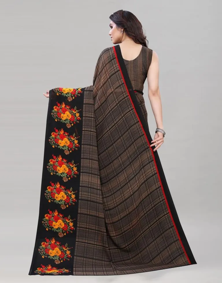 Mesmerising Tan Printed Saree