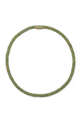 Micro Mexican Chain Necklace, Emerald