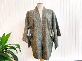 New Arrival ! Vintage Haori/Kimono Green Floral 1980s