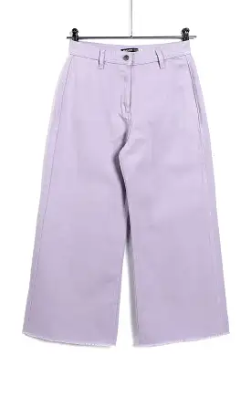 O158868 Light Purple Wide Leg Cotton Pants